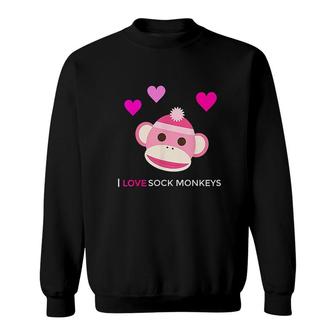 Pink Sock Monkey I Love Sock Monkey Sweatshirt | Mazezy
