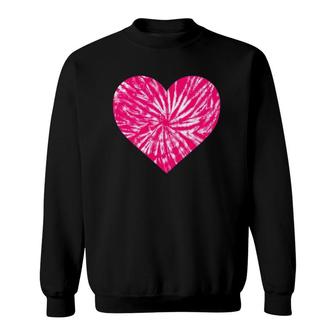 Pink Tie Dye Heart Love Unique Tye Die Sweatshirt | Mazezy