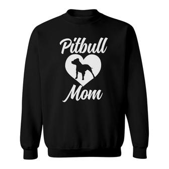 Pit Bull Mom Dog Lover Mother's Day Pitbull Heart White Text Sweatshirt | Mazezy
