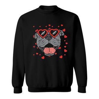 Pitbull Face Heart Glasses Sweatshirt | Mazezy