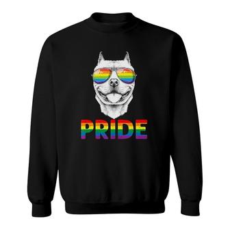 Pitbull Gay Pride Lgbt Rainbow Flag Sunglasses Lgbtq Tank Top Sweatshirt | Mazezy