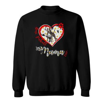 Pitbull In Flower Heart Funny Best Pitbull Mama Vintage Gift Sweatshirt | Mazezy