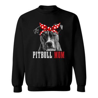Pitbull Mom Funny Cute Vintage Pitbull Dog Mom Sweatshirt | Mazezy