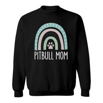 Pitbull Mom Rainbow Paw Dog Mom Sweatshirt | Mazezy