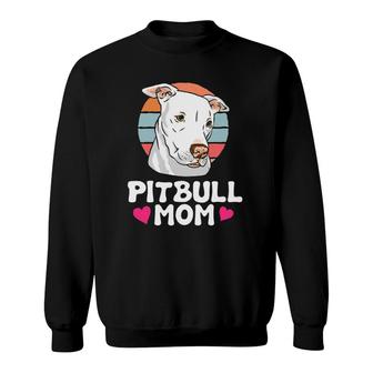 Pitbull Mom Retro Pit Bull Terrier Pibble Dog Lover Owner Sweatshirt | Mazezy DE