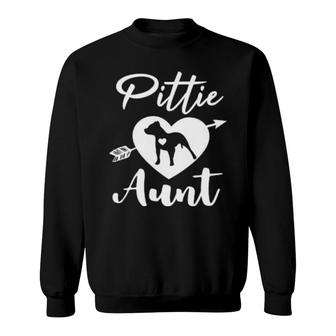 Pittie Aunt Cute Pitbull Auntie Heart Love Pit Bull Sweatshirt | Mazezy