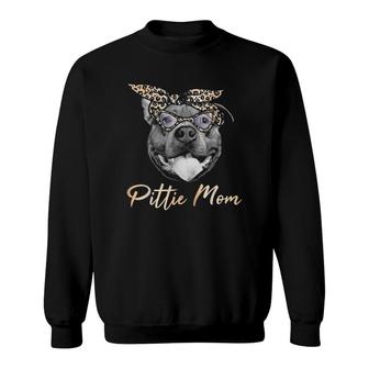 Pittie Mom Cute Pitbull Mama Leopard Print Pit Bull Sweatshirt | Mazezy