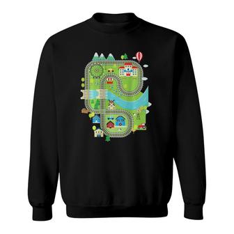 Play Toy Train On Dad's Back Play Mat Train Track Gift For Dad Sweatshirt | Mazezy