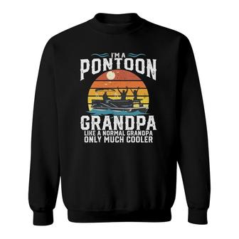 Pontoon Grandpa Captain Retro Funny Boating Father's Day Gift Sweatshirt | Mazezy