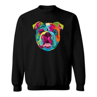 Pop Art English Bulldog Pet Paw Gift Men Women Dog Lover Sweatshirt | Mazezy