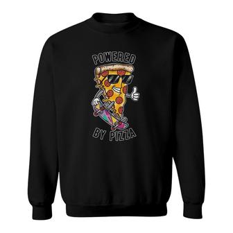 Powered By Pizza Funny 80S Retro Style Pizza Lover Sweatshirt | Mazezy