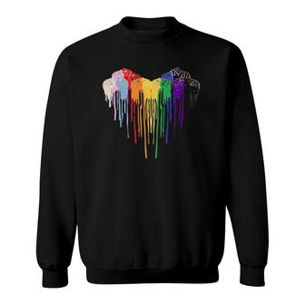 Pride Rainbow Heart Raised Fist Sweatshirt | Mazezy
