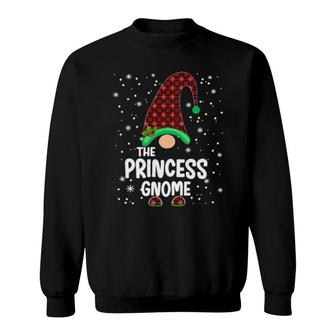 Princess Gnome Buffalo Plaid Matching Family Christmas Pj Sweatshirt | Mazezy