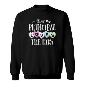 Principal Loves Her Kids Hearts School Teacher Valentine Sweatshirt | Mazezy