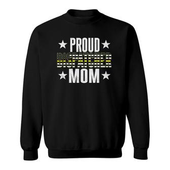 Proud 911 Dispatcher Mom American Flag Rescue Thin Gold Line Sweatshirt | Mazezy