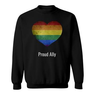 Proud Ally Rainbow Vintage Lgbtq Gay Pride Parade Women Men Sweatshirt | Mazezy