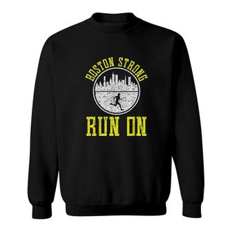Proud Boston Strong Run On Marathon Runners Running Sweatshirt - Thegiftio UK