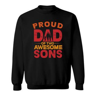 Proud Dad Of Two Awesome Sons Father's Day Dad And Sons Silhouette Retro Sweatshirt | Mazezy