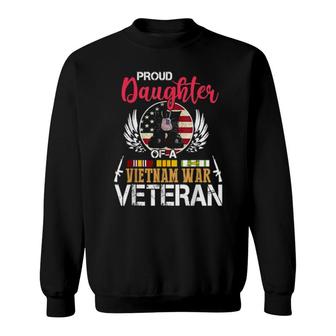 Proud Daughter Vietnam War Veteran, American Flag Military Sweatshirt | Mazezy