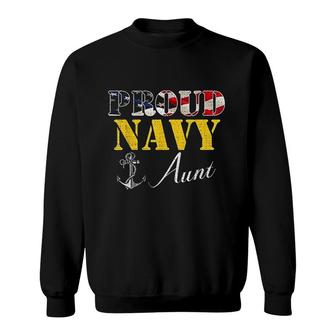Proud Navy Aunt With American Flag Veteran Day Sweatshirt - Thegiftio UK