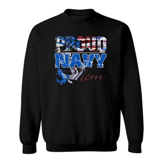 Proud Navy Mom Patriotic Sailor Mothers Day Sweatshirt | Mazezy