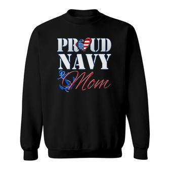 Proud Navy Mom Usa Heart American Flag Mothers Day Sweatshirt | Mazezy