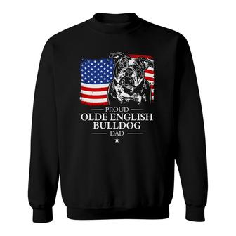 Proud Olde English Bulldog Dad American Flag Patriotic Dog Sweatshirt | Mazezy