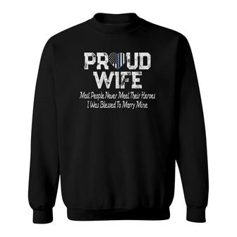 Proud Police Officer Wife Thin Blue Line Gift Sweatshirt | Mazezy