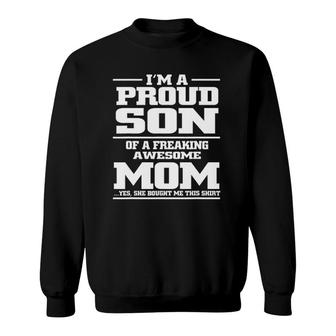 Proud Son Of A Freaking Awesome Mom Gifts For Mother Sweatshirt | Mazezy