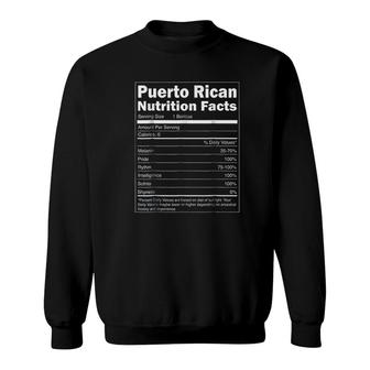Puerto Rico Nutrition Facts Sweatshirt | Mazezy