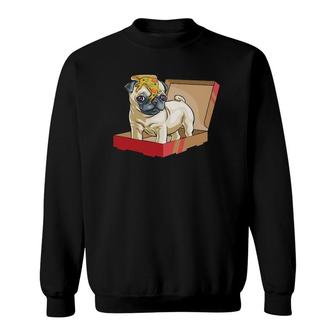 Pug Dog Puppy Funny Slice Gift Lover Cute Pizza Box Sweatshirt | Mazezy