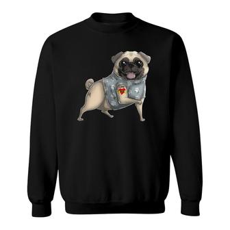 Pug I Love Mom Tattoo Dog Funny Mother's Day Gift Sweatshirt | Mazezy