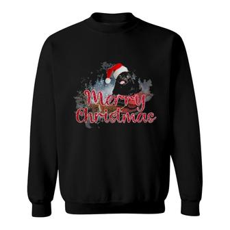 Pug Merry Christmas Black Pug Dog Xmas Pajama Sweatshirt | Mazezy