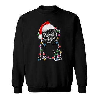 Pug Tree Lights Santa Dog Xmas Sweatshirt | Mazezy