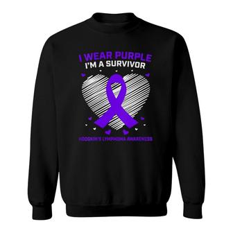 Purple Hodgkins Lymphoma Awareness Products Gifts Survivor V-Neck Sweatshirt | Mazezy