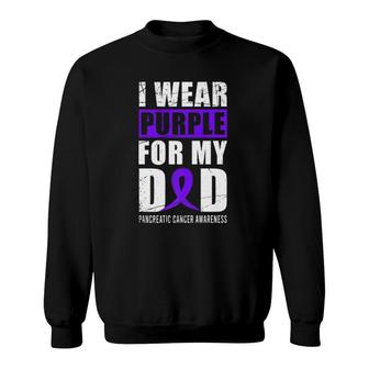 Purple Ribbon Cancer Warrior Dad Pancreatic Cancer Awareness Sweatshirt | Mazezy