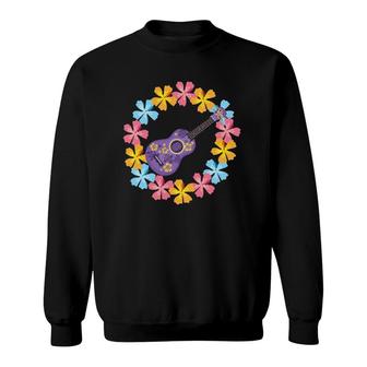 Purple Ukulele Gumamela Hibiscus Flower Lei Sweatshirt | Mazezy