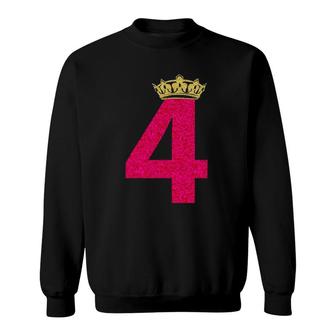 Queen Crown Birthday Girls 4Th Party 4 Years Old Sweatshirt | Mazezy