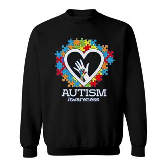 R Autism Awareness Hands In Heart Sweatshirt | Mazezy