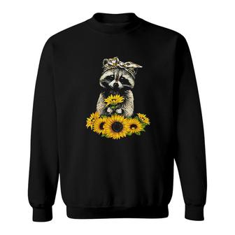 Raccoon With Sunflower Hippie Sweatshirt | Mazezy