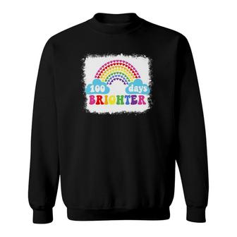 Rainbow 100 Days Brighter Teacher Student 100 Days Smarter Sweatshirt | Mazezy