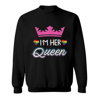 Rainbow Im Her Queen Lesbian Couple Gift Sweatshirt | Mazezy