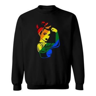 Rainbow Pride Lgbt Strong Woman Gift Sweatshirt | Mazezy