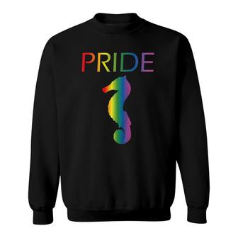 Rainbow Seahorse Pride Gay Pride Lgbtq Gay Seahorse Raglan Baseball Tee Sweatshirt | Mazezy