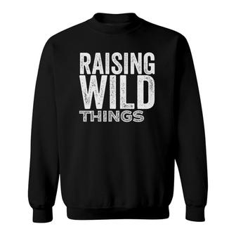 Raising Wild Things Mom Cute Funny Mother's Day Sweatshirt | Mazezy