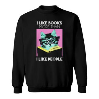 Reading Kitty I Like Books Sweatshirt | Mazezy