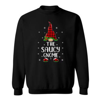 Red Buffalo Plaid Matching The Saucy Gnome Christmas Sweatshirt | Mazezy