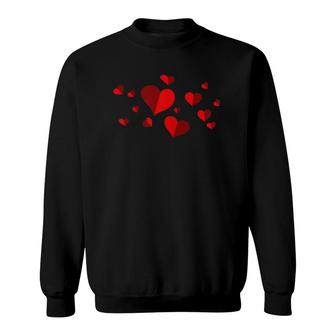Red Hearts Valentine's Day Love Gift Girls Teens Vintage Sweatshirt | Mazezy