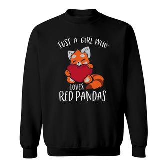 Red Panda Women Girls Panda Lover Valentine's Day Girls Sweatshirt | Mazezy