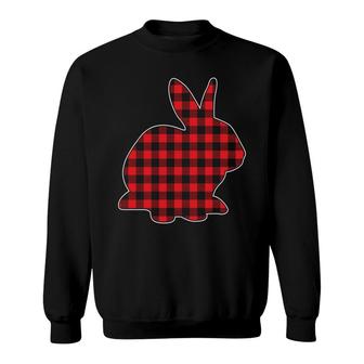 Red Plaid Bunny Easter Day Caro Red Sweatshirt - Thegiftio UK